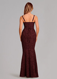 Azazie Aubrey 신부 들러리 드레스 인어 절하다 플로럴 번아웃 바닥 길이 드레스 image5