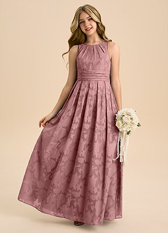 Azazie Bibiane Junior Klä av A-Line i Blommig Utbrändhet Plisserad image1