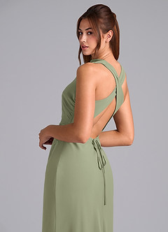 Azazie Evadne Vestidos de madrinha de casamento Vestido Pistache de Chiffon de Bainha com Plissado image7