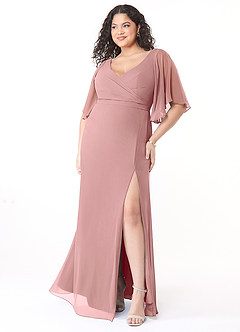 Azazie Cierra Bridesmaid Dresses Dusty Rose A-Line V-Neck Chiffon Dress image9