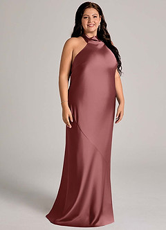 Azazie Velli Bridesmaid Dresses Amethyst Mermaid High Neck Stretch Satin Dress image9