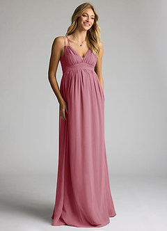 Azazie Emree Maternity Bridesmaid Dresses A-Line Chiffon Floor-Length Dress image3