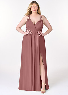 Azazie Farren Final Sale Desert Rose A-Line Pleated Chiffon Convertible Dress image10