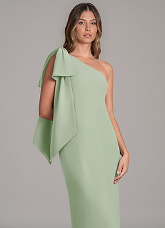 Azazie Capri Bridesmaid Dresses Dusty Sage A-Line One Shoulder Chiffon Dress image7