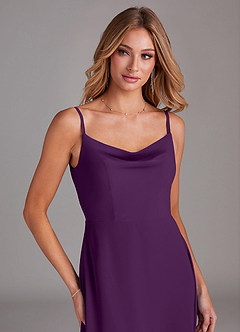 Azazie Daenerys Bridesmaid Dresses Grape A-Line Cowl Chiffon Dress image6
