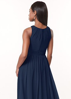 Azazie Harper Bridesmaid Dresses Dark Navy A-Line Pleated Chiffon Dress image4