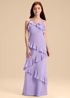 Azazie Evara Junior Abito A-Line in Chiffon Lilla image3
