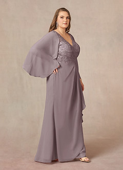 Azazie Perry Mère de la mariée Robes Robe Sirène en Mousseline de soie Col V en dentelle Crépuscule image10