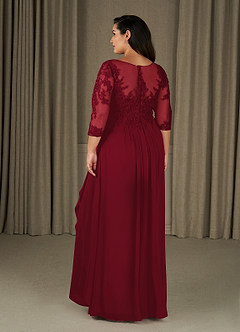 Azazie Calanthe Mother of the Bride Dresses Burgundy A-Line Scoop Chiffon Dress image7
