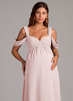 Azazie Rhea Zwangerschaps Bruidsmeisjekleding A-Lijn Geplooid Chiffon Vloerlengte Jurk image7