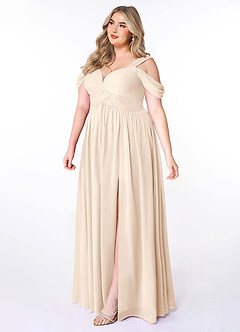 Azazie Lianne Bridesmaid Dresses White Alabaster A-Line Off the Shoulder Chiffon Dress image10