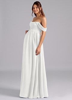 Azazie Saige Brautjungfernkleider für Schwangere A-Linie Plissee Chiffon Bodenlänge Kleid image5