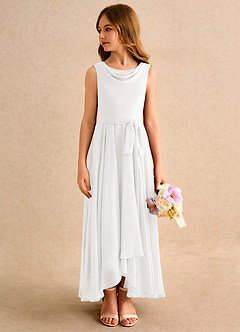 Azazie Wonderland Girls Formal Flower Girl Dresses Ivory A-Line Pleated Chiffon Dress image5