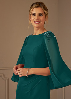 Azazie Carmela vestidos de madre de la novia Vestido de Pavo Real de Gasa de Recto con Encaje image6