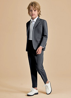 front Oliver Boys Charcoal 2-Piece Suit