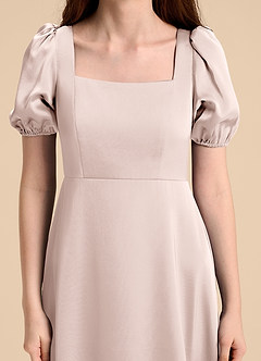 Azazie Briar Junior Blushing Pink A-Line Bow Stretch Satin Dress image8
