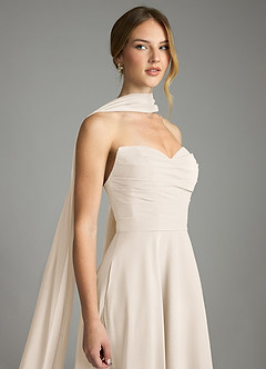 Azazie Ayla Bridesmaid Dresses White Alabaster A-Line Sweetheart Neckline Chiffon Dress image7