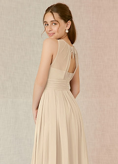 Azazie Bibiane Junior Champagne A-Line Pleated Chiffon Dress image8