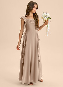 Azazie Carmin Junior Klä av A-Line i Chiffong Rynkad image6