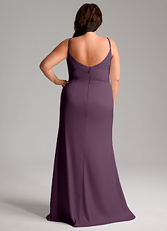 Azazie Deandra Bridesmaid Dresses Plum Mermaid Pleated Stretch Satin Dress image8