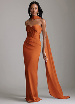 Azazie Sonora Suknie dla druhen Osłona Bez ramiączek Satyna elastyczna Do ziemi Sukienka image10