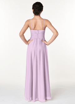 Azazie Catalina Junior Frosted Lilac A-Line Ruched Chiffon Dress image2