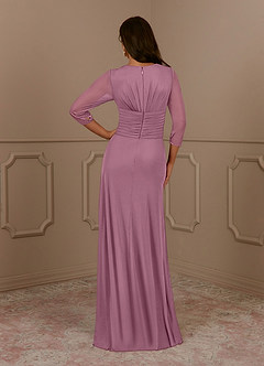 Azazie Annetta Mother of the Bride Dresses Vintage Mauve A-Line V-Neck Pleated Mesh Dress image4