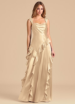 Azazie Sloane Bridesmaid Dresses Gold A-Line Sweetheart Neckline Metallic Satin Dress image5