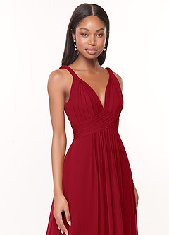 Azazie Maren Bridesmaid Dresses Scarlet A-Line Pleated Chiffon Dress image6