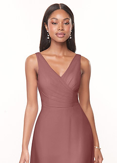 Azazie Nala Bridesmaid Dresses Desert Rose A-Line Pleated Chiffon Dress image4