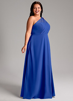 Azazie Phaedra Brautjungfernkleider A-Linie One-Shoulder Chiffon Kleid Königsblau image11