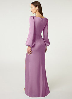Azazie Mel Bridesmaid Dresses Wisteria Sheath Long Sleeve Stretch Satin Dress image4