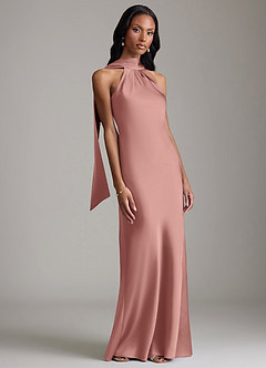 Azazie Cassiana Essayer des robes à la maison Robe Sirène en Satin extensible Plissée Bleu Ciel image6