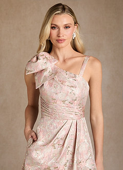 Azazie Easton Mother of the Bride Dresses Dusty Rose A-Line One Shoulder Jacquard Dress image6