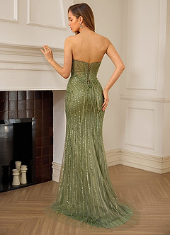 Katheron Green Beading Tulle Mermaid Corset Prom Dress image7