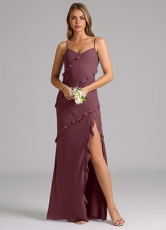 Azazie Nancie Bridesmaid Dresses Sangria Mermaid Ruched Chiffon Dress image8