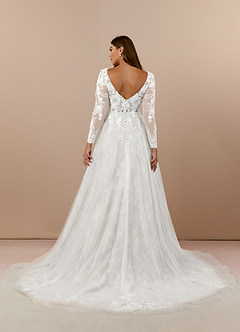 Azazie Leila Hochzeitskleider A-Linie V-Hals Pailletten Tüll Kleid Diamantweiß image6
