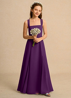 Azazie Tater Girls Formal Flower Girl Dresses Grape A-Line Pleated Chiffon Dress image4