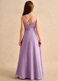 Azazie Umina Girls Formal Robe Demoiselle D'honneur Fillette Robe Trapèze en Mat Satiné Plissée Glycine image2