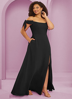 Barbie ♥ Azazie Bridesmaid Dresses Black A-Line Off the Shoulder Chiffon Convertible Dress image12