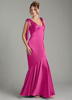 Azazie Alena Brautjungfernkleider Meerjungfrau-Linie Plissee Stretch-Satin Kleid Fuchsia image3