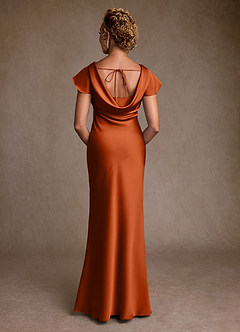 Azazie Shelby Mother of the Bride Dresses Burnt Orange Mermaid Pleated Stretch Satin Dress image2