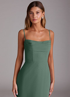 Azazie Saige Bridesmaid Dresses Eucalyptus A-Line Off the Shoulder Chiffon Convertible Dress image2