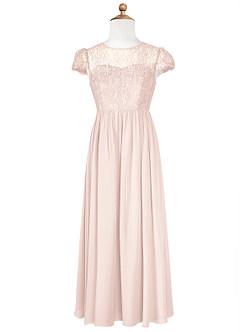 Azazie Delevingne A-Line Lace Chiffon Floor-Length Junior Bridesmaid Dress image6