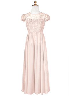 Azazie Delevingne Junior Robe Trapèze en Mousseline de soie Dentelle Rose Pétale image6