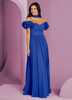 Barbie ♥ Azazie Jurken voor bruidsmeisjes Converteerbaar Jurk van Chiffon met A-Lijn Off the Shoulder Koningsblauw image15