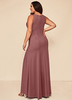 Azazie Rogue Bridesmaid Dresses Desert Rose Mermaid Scoop Side Slit Stretch Crepe Dress image8