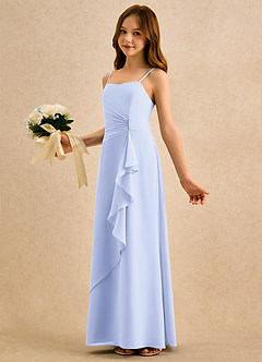 Azazie lolly Girls Formal Robe Demoiselle D'honneur Fillette Robe Trapèze en Mousseline de soie Plissée Lavande image1