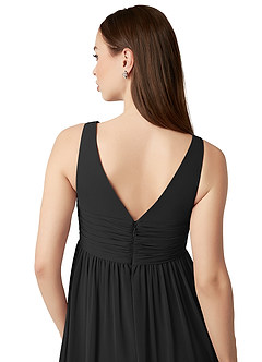 Azazie Yetta Maternity Bridesmaid Dresses A-Line V-Neck Gathered Chiffon Floor-Length Dress image5