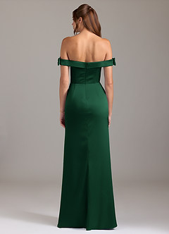 Azazie Zayla Bridesmaid Dresses Dark Green A-Line Off the Shoulder Stretch Satin Convertible Dress image5